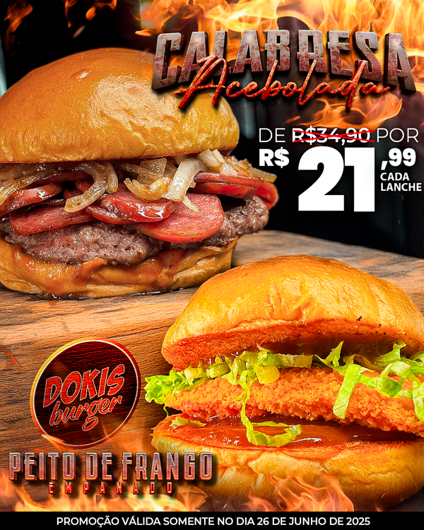 Dokis Burger - Calabresa e Peito de frango